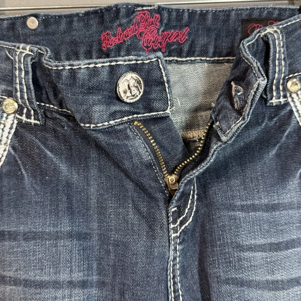 Rock N Roll Cowgirl Jeans Low Rise‎ Boot Cut Thick Stitch 34x30 Western Rodeo